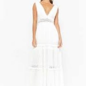 Crochet Trim V Neck Maxi